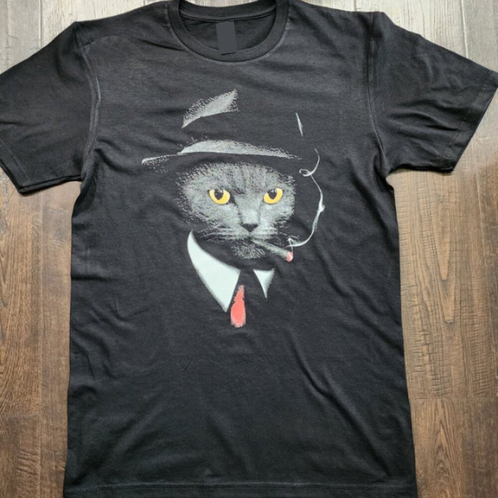 Gangster Cat T-Shirt | Mafia Cat Graphic Tee | Smoking Cat T-Shirt